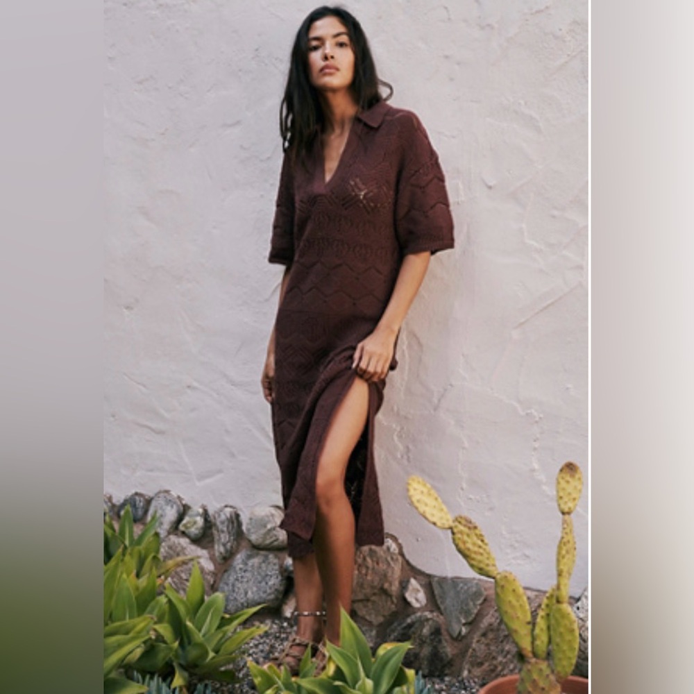 Free People Beach Islamorada Fauxchet Sweater Maxi -Size XS